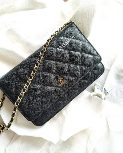 Chanel Black Wallet on Chain in Caviar Leather and Gold Hardware
