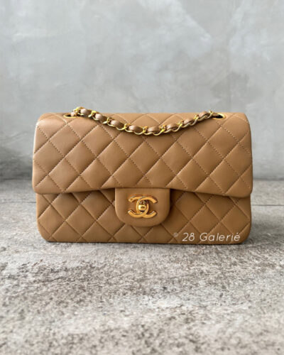 Chanel Vintage Small Caramel Classic Flap in Lambskin Leather and 24k Gold Hardware