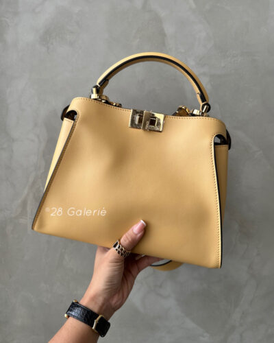 Fendi Small Yellow Essetially Yours Peekaboo Leather Bag and Gold Hardware