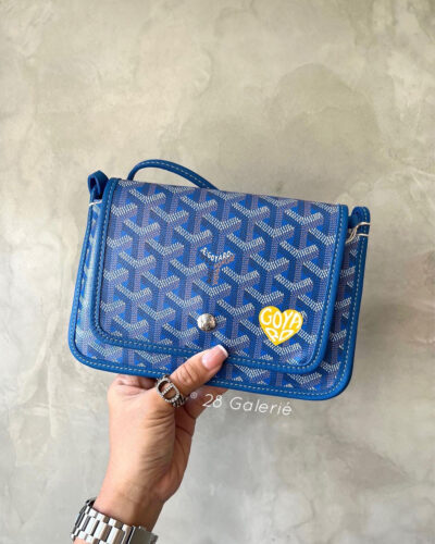 Goyard Limited Edition Plumet Pocket Wallet in Goyardine Canvas, Silver Hardware with Handpainted Marquage