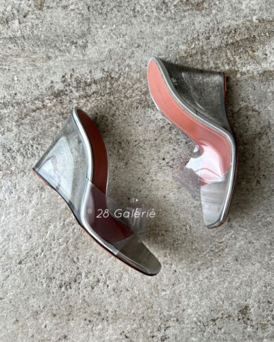 Amina Muaddi Lupita Clear Wedge Sandals