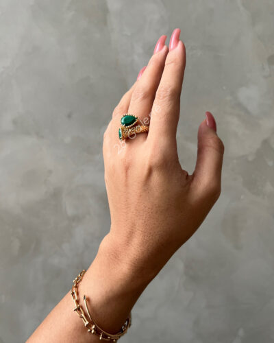 Boucheron Boheme "Toi et Moi” Serpent 2 Motifs Ring with Malachite Stone in 18k Yellow Gold