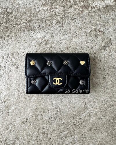 Chanel Black 24A Bijou Charm Card Case in Lambskin Leather and Gold Hardware