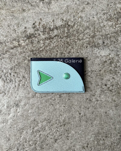 Hermes Bleu Zephyr/Vert Comics Card Holder in Evercolor Leather and Silver Hardware