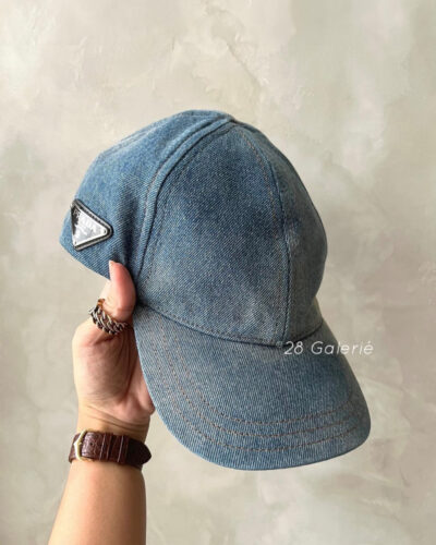 Prada Logo Denim Adjustable Baller Cap