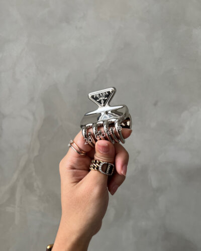 Prada Triangle Logo Claw Hair Clip