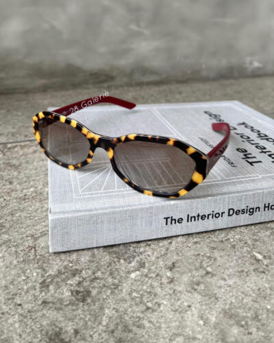 Prada Womens Fashion Medium Havana  Red Chess Sunglasses