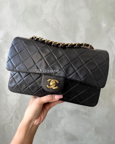 Chanel Vintage Black Classic Flap in Lambskin Leather and 24K Gold Hardware