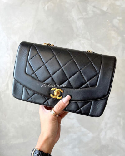 Chanel Vintage Small Diana in Lambskin Leather and 24K Gold Hardware Series 3