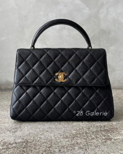 Chanel Vintage Small Kelly Top Handle in Caviar Leather and 24k Gold Hardware Series 3