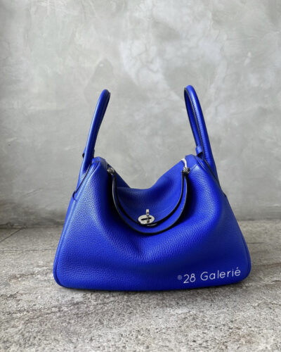 Hermes Blue Electric Lindy 30 Clemence Leather & Palladium Hardware