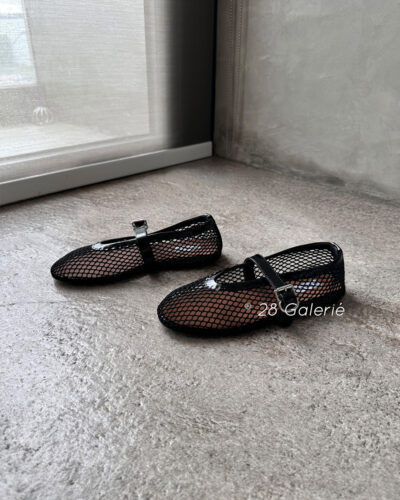 Alaia Black Fishnet Ballet Flats in Size 36