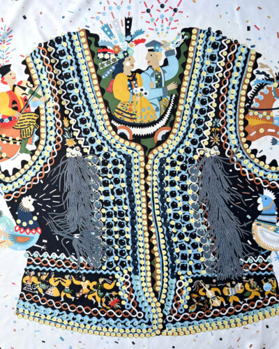 HERMES Vert-De-Gris / Blanc / Multicolor Costume Scarf