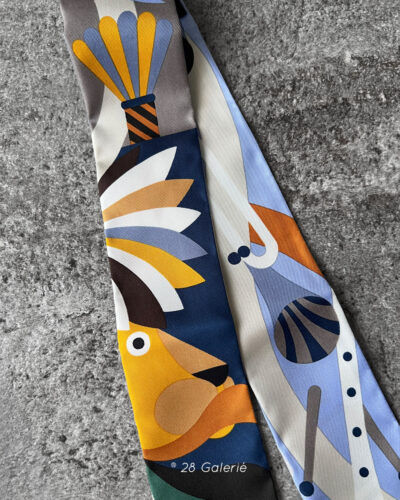 Hermes Parade En Fanfare Twilly in Noir Caramel Gris