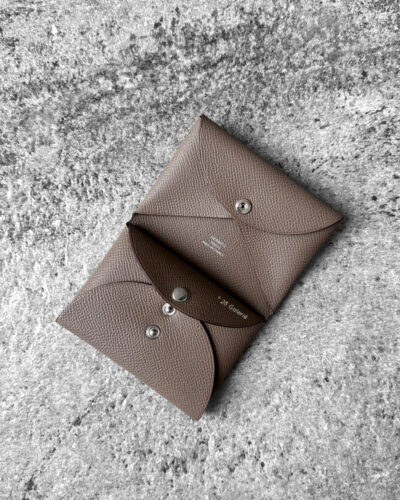 Hermes Etoupe Calvi Duo Card-Coin Purse in Epsom Leather
