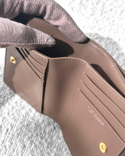 Bottega Veneta Pinecone Wallet in Intrecciato Leather and Gold Hardware