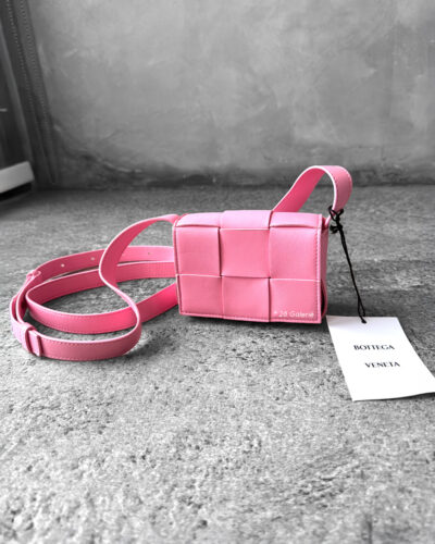 Bottega Veneta Pink Mini Candy Bag in Intrecciato Leather