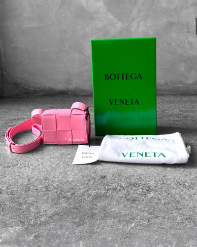Bottega Veneta Pink Mini Candy Bag in Intrecciato Leather