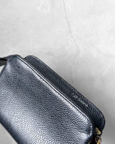 Chanel Black Mini Cosmetic Pouch in Caviar Leather and Gold Hardware