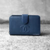 Chanel Blue Vintage Coco Mark Short Wallet in Caviar Leather and Light Gold Hardware