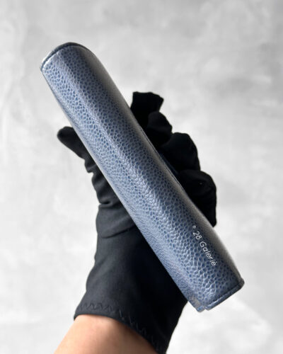 Chanel Blue Vintage Coco Mark Short Wallet in Caviar Leather and Light Gold Hardware