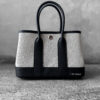 Hermes Noir Mini Garden Party Tote in Canvas Cassis/Togo Leather and Palladium Hardware
