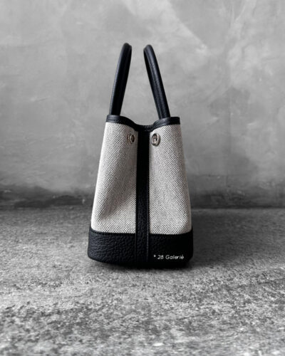 Hermes Noir Mini Garden Party Tote in Canvas Cassis/Togo Leather and Palladium Hardware