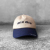 Authentic Miu Miu Brown/Blue Logo Corduroy Baseball Cap