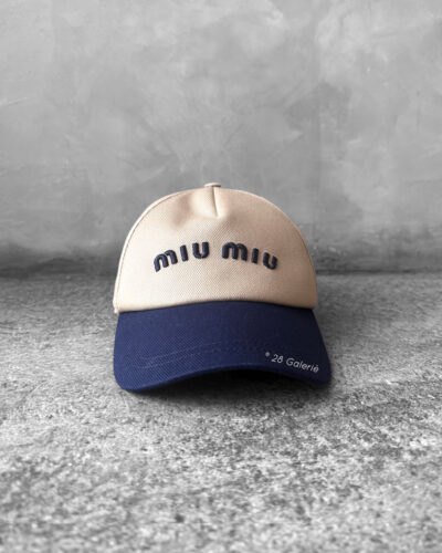 Authentic Miu Miu Brown/Blue Logo Corduroy Baseball Cap