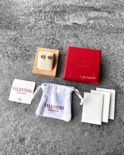 Valentino Garavani Vlogo White Pearl Resin Stud Earrings