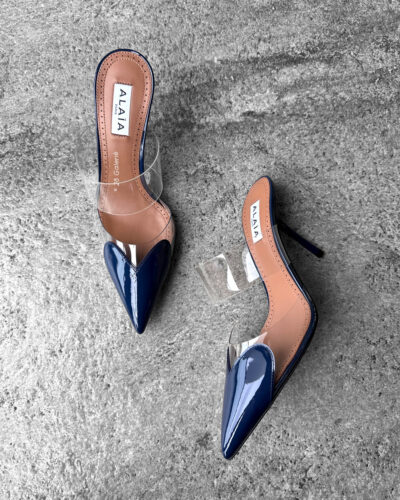 Alaïa Navy Blue Le Cœur Mules