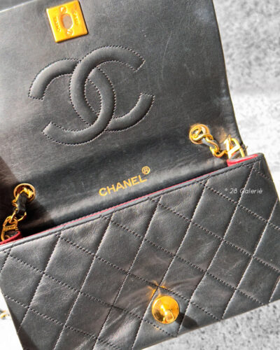 Chanel Black Mini Full Flap in Lambskin Leather and Gold Hardware