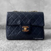 Chanel Deep Blue Mini Square in Lambskin Leather and Gold Hardware