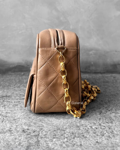 Chanel Milktea Camera Bag in Lambskin Leather and Gold Hardware