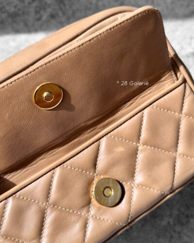 Chanel Milktea Camera Bag in Lambskin Leather and Gold Hardware