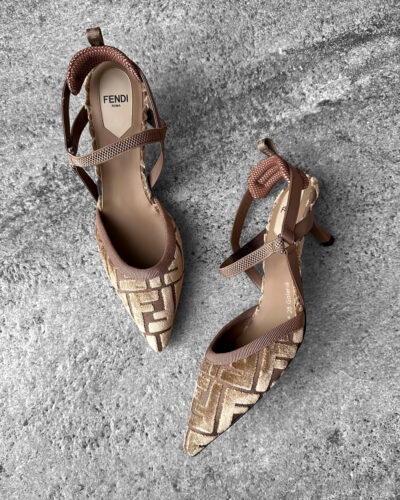 Fendi Brown Suede Colibri Slingback Pumps