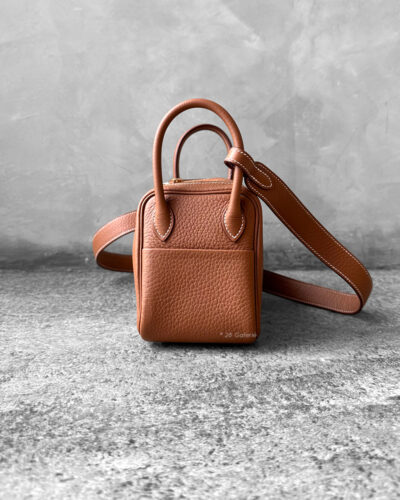 Hermes Gold Mini Lindy in Clemence Leather and Gold Hardware