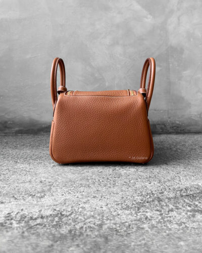 Hermes Gold Mini Lindy in Clemence Leather and Gold Hardware