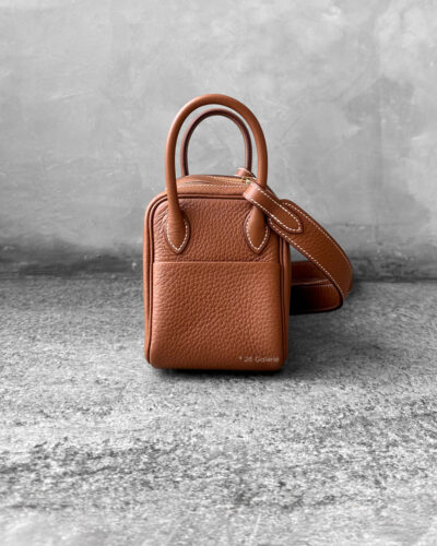 Hermes Gold Mini Lindy in Clemence Leather and Gold Hardware