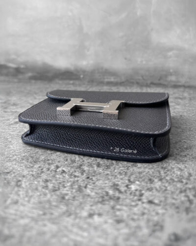 Hermes Graphite Constance Slim Wallet in Epsom Leather and Palladium Hardware