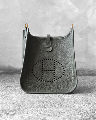 Hermes Olive Green Evelyne TPM in Clemence Leather and Gold Hardware
