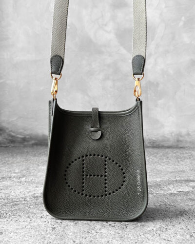 Hermes Olive Green Evelyne TPM in Clemence Leather and Gold Hardware