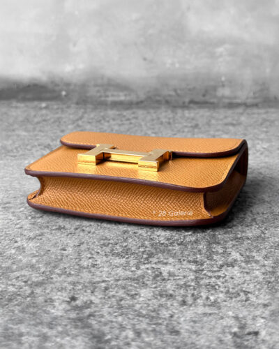 Hermes Sesame Constance Slim Wallet in Epsom Leather and Gold Hardwar