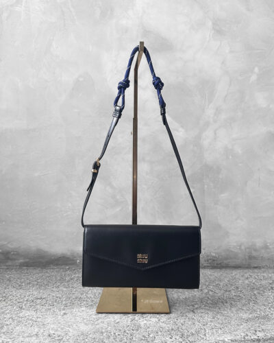 Miu Miu Black Wallet and Baltic Blue Cord Shoulder Strap Bag