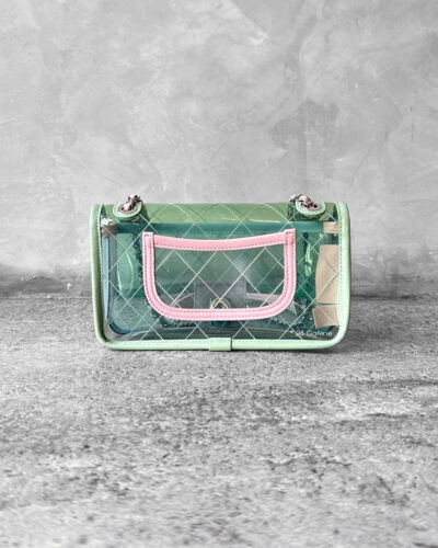 Chanel GreenBluePink Mini Coco Splash Flap PVC and Silver Hardware