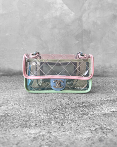 Chanel Pink/Green/Blue Mini Coco Splash Flap PVC and Silver Hardware