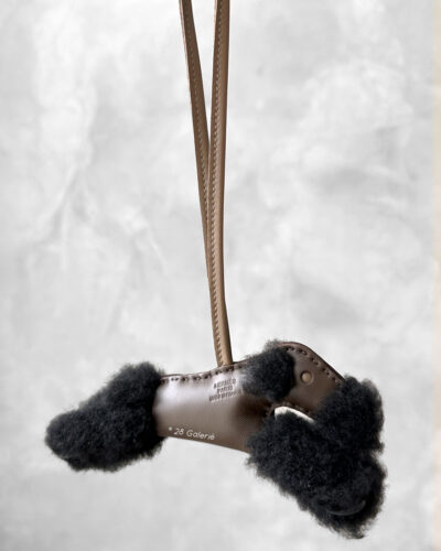 Hermes Black/Chocolat Budy Charm in Merinos Wool and Milo Lambskin