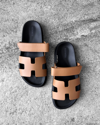 Hermes Naturel Chypre Sandal in Calfskin with Anatomical Rubber Sole