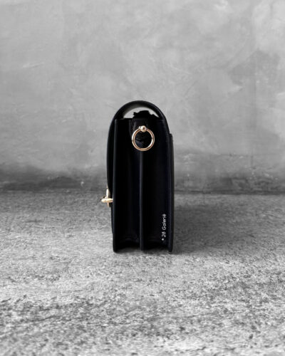 Hermes Noir Mini Sac Roulis in Evercolor Leather and Gold Hardware