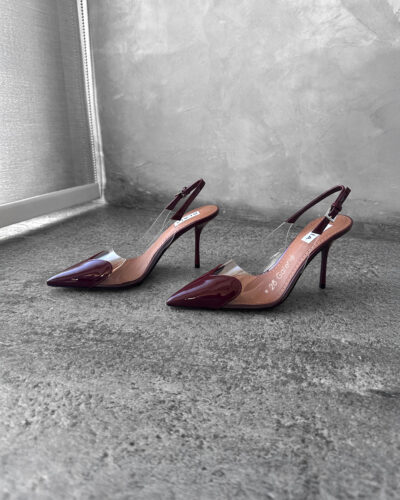 Alaia Burgundy Le Coeur Slingback Pumps